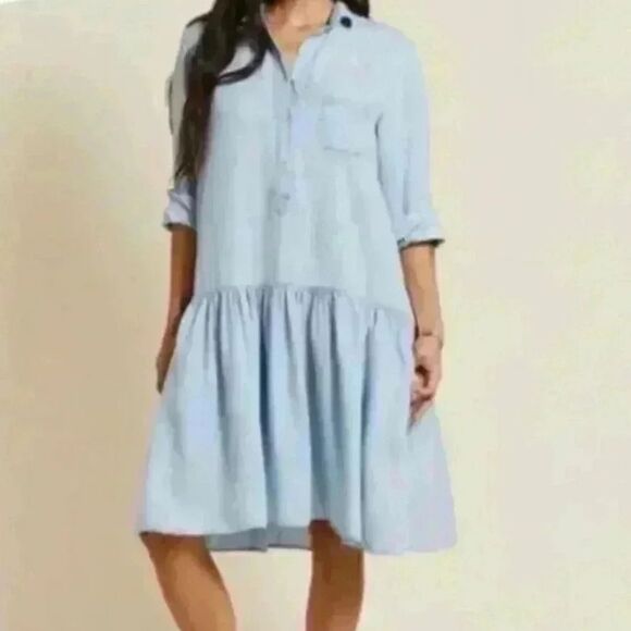 Grayson Changemaker Drop Waist Denim Dress Blue Size 02 - Picture 1 of 8